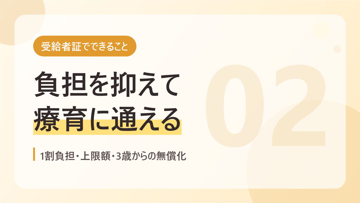 受給者証でできることのバナー画像。負担を抑えて療育に通える