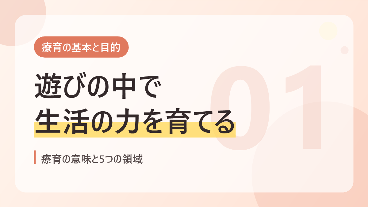 療育の基本と目的のバナー画像。遊びの中で生活の力を育てる
